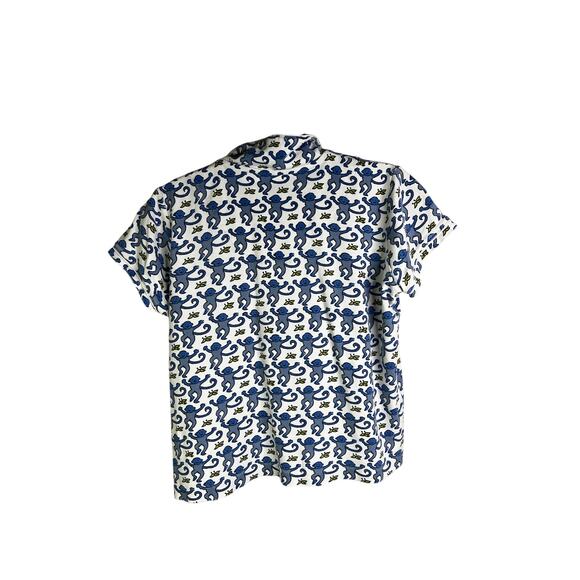 Roller Rabbit Sleepwear Pajama Set Womens XXS Blue Monkey Banana Short Sleeve - Picture 2 of 12